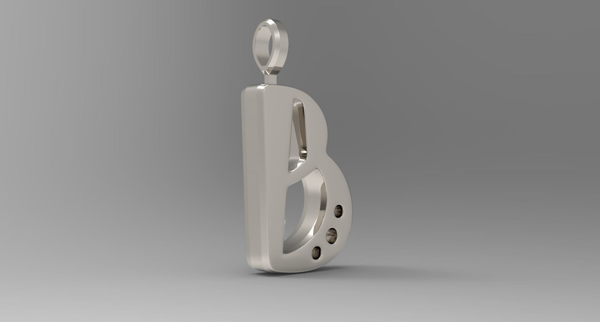 B Letter Pendant Platinum 3D print model_3