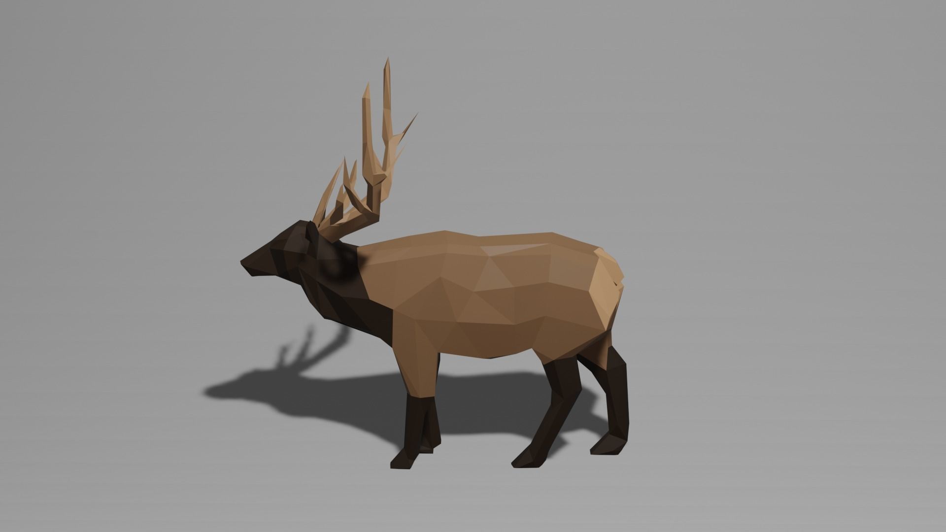 Low Poly Elk deer with antlers Low-poly 3D model_5