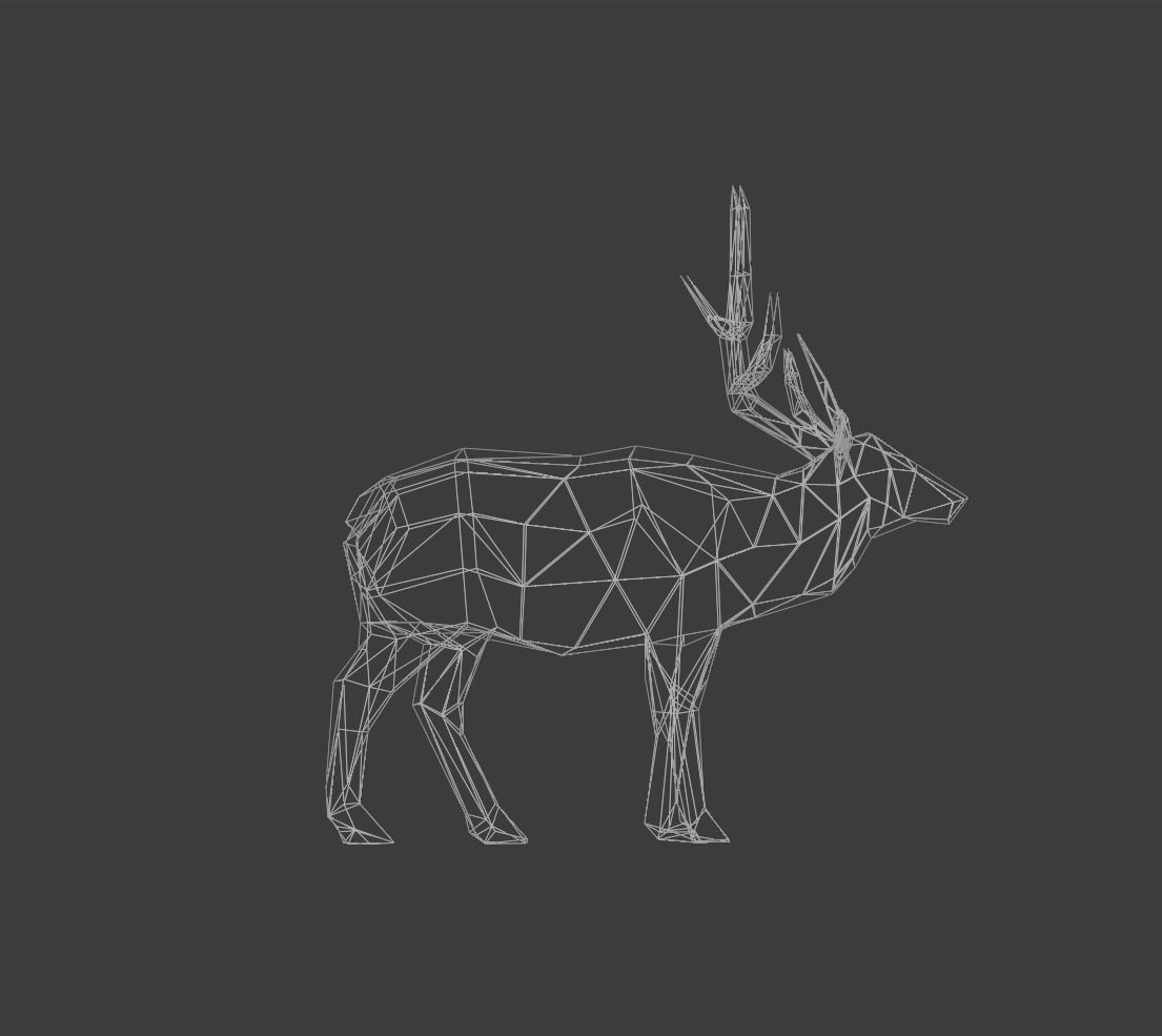 Low Poly Elk deer with antlers Low-poly 3D model_19