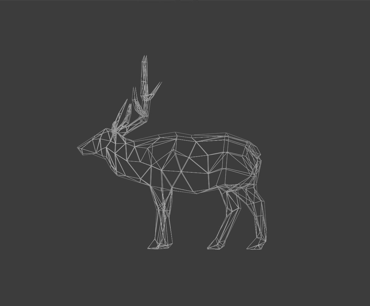 Low Poly Elk deer with antlers Low-poly 3D model_15