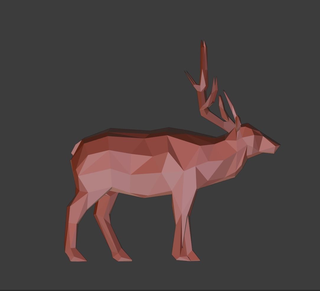 Low Poly Elk deer with antlers Low-poly 3D model_7