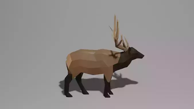 Low Poly Elk deer with antlers
