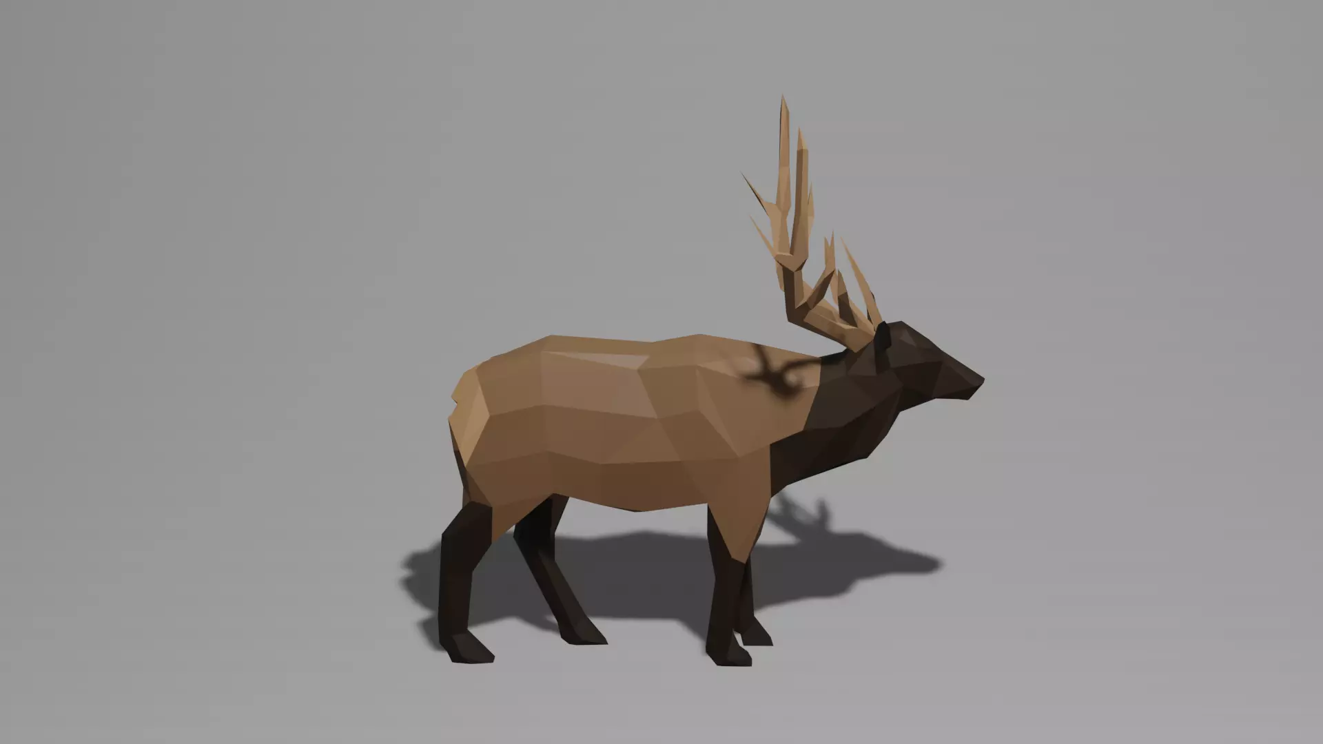 Low Poly Elk deer with antlers Low-poly 3D model_0