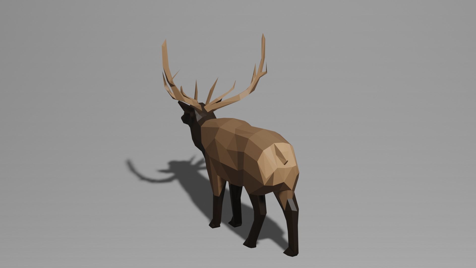 Low Poly Elk deer with antlers Low-poly 3D model_4