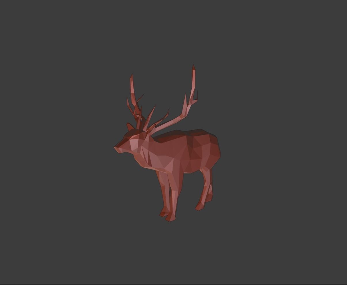 Low Poly Elk deer with antlers Low-poly 3D model_12