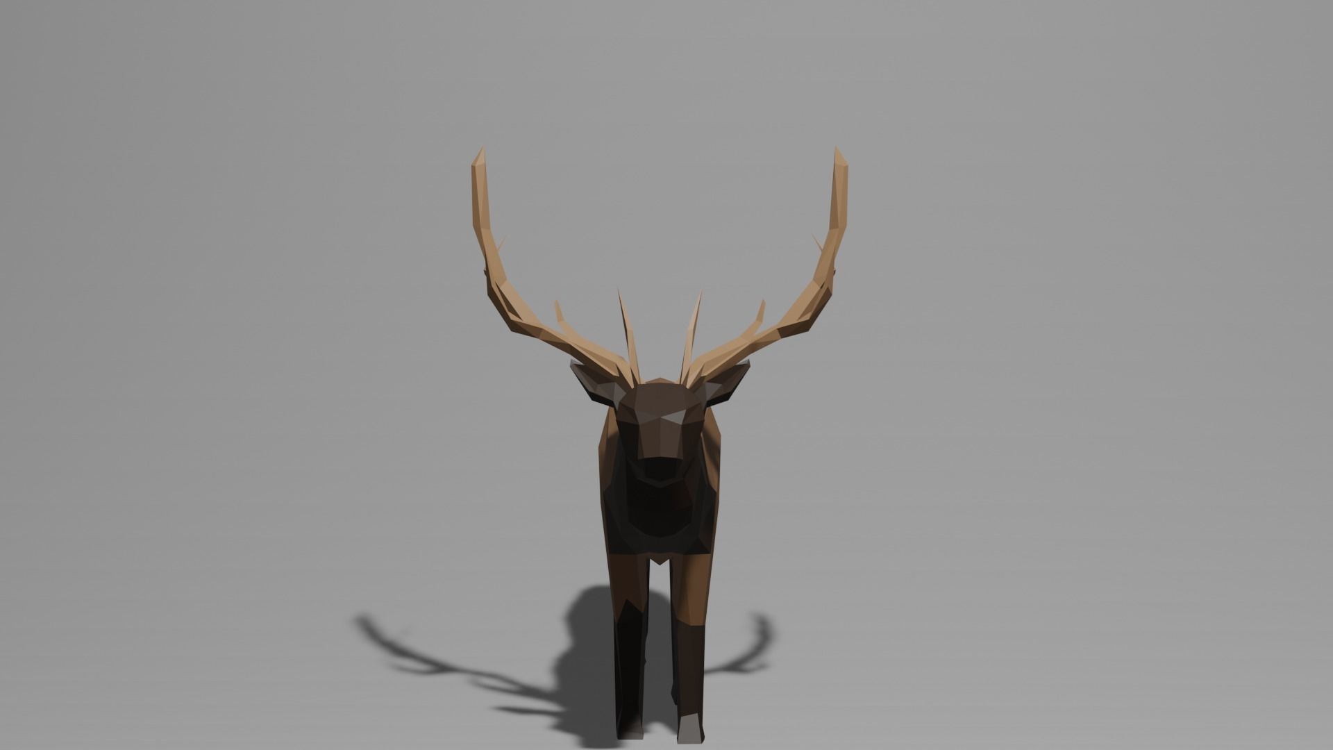 Low Poly Elk deer with antlers Low-poly 3D model_1