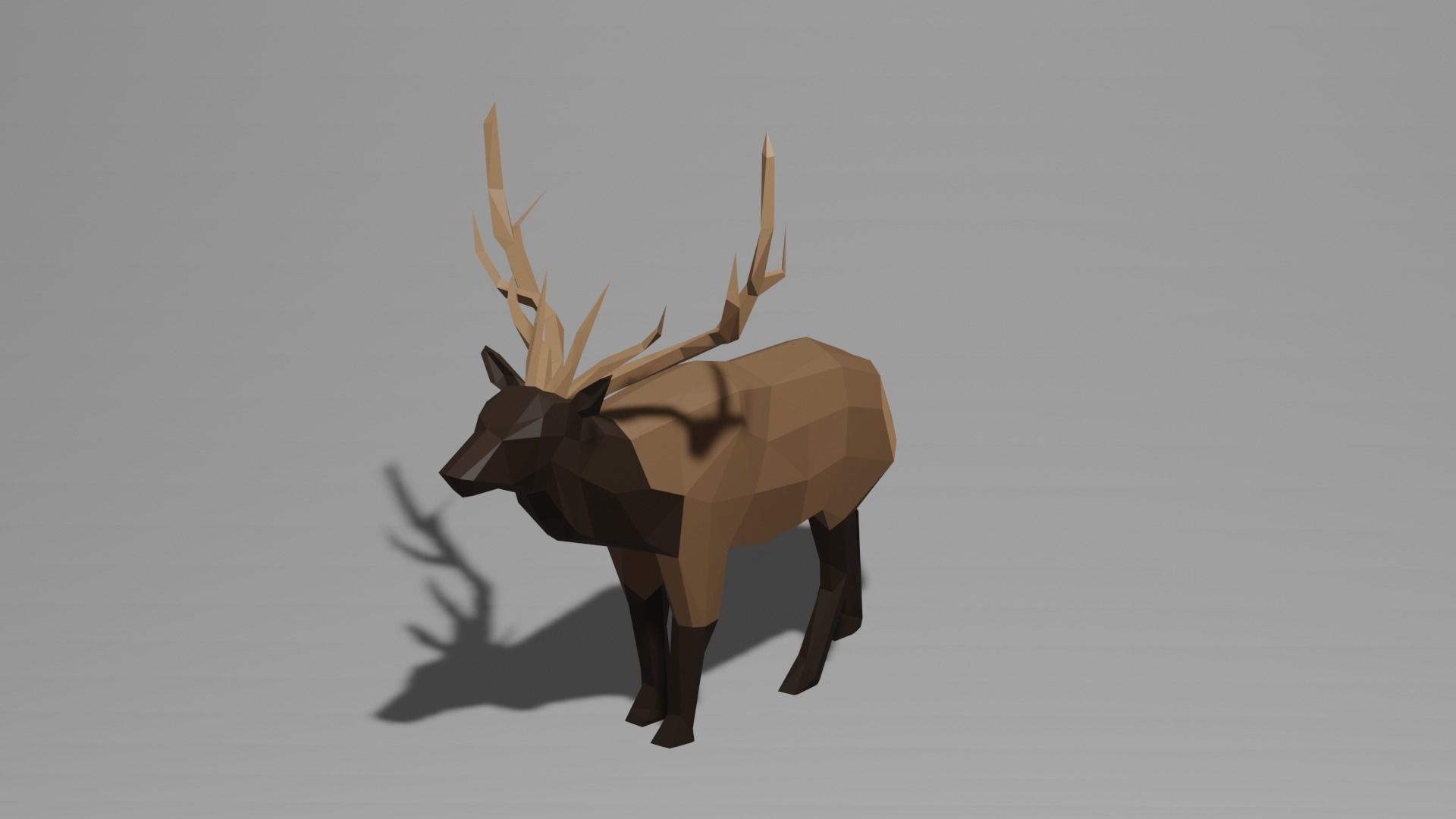 Low Poly Elk deer with antlers Low-poly 3D model_2