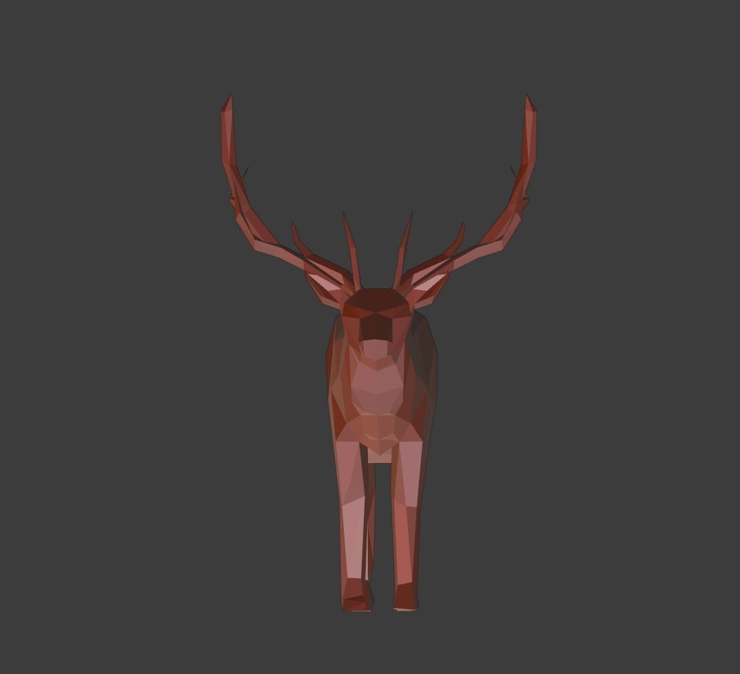 Low Poly Elk deer with antlers Low-poly 3D model_6