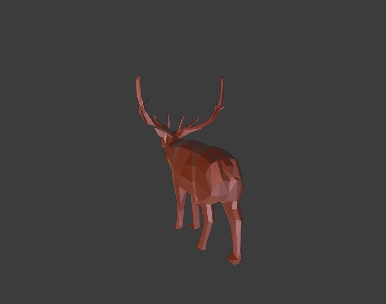 Low Poly Elk deer with antlers Low-poly 3D model_13