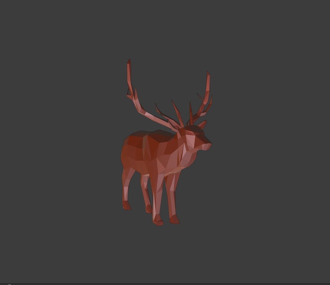 Low Poly Elk deer with antlers Low-poly 3D model_11