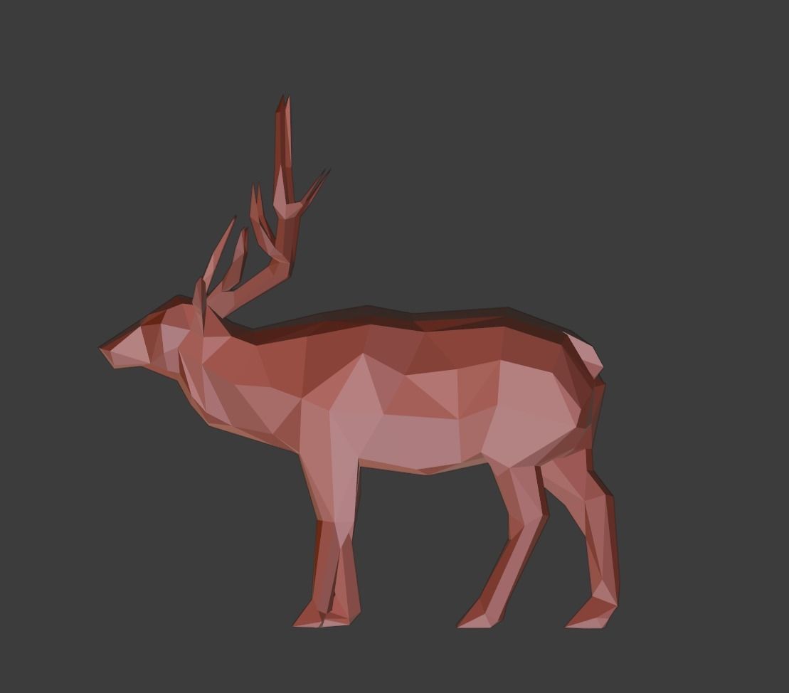 Low Poly Elk deer with antlers Low-poly 3D model_8