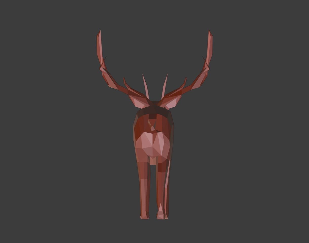Low Poly Elk deer with antlers Low-poly 3D model_9