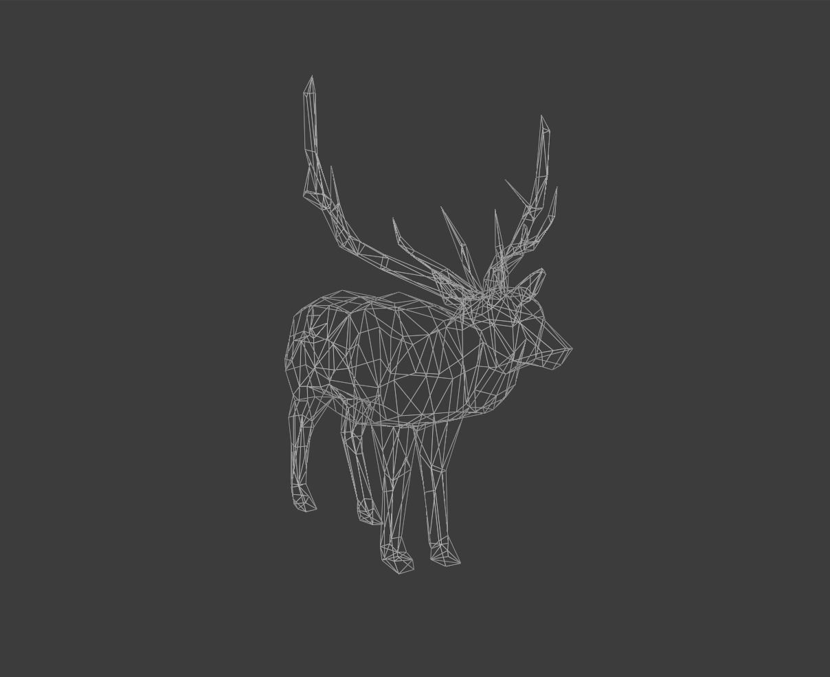 Low Poly Elk deer with antlers Low-poly 3D model_17