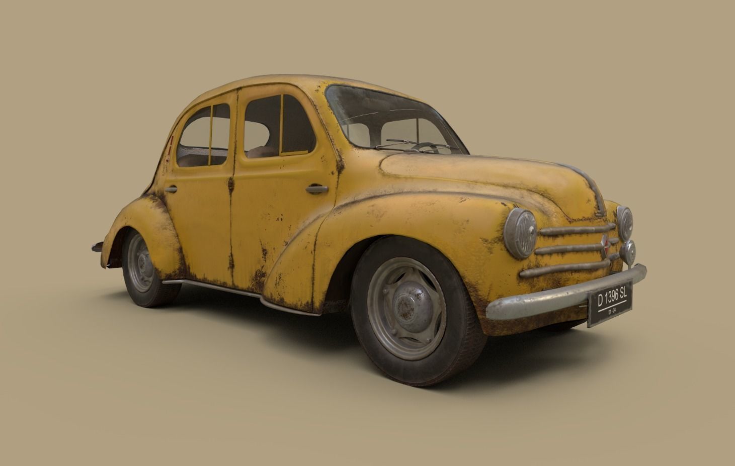 renault 4 cv 1960 Low-poly 3D model_2