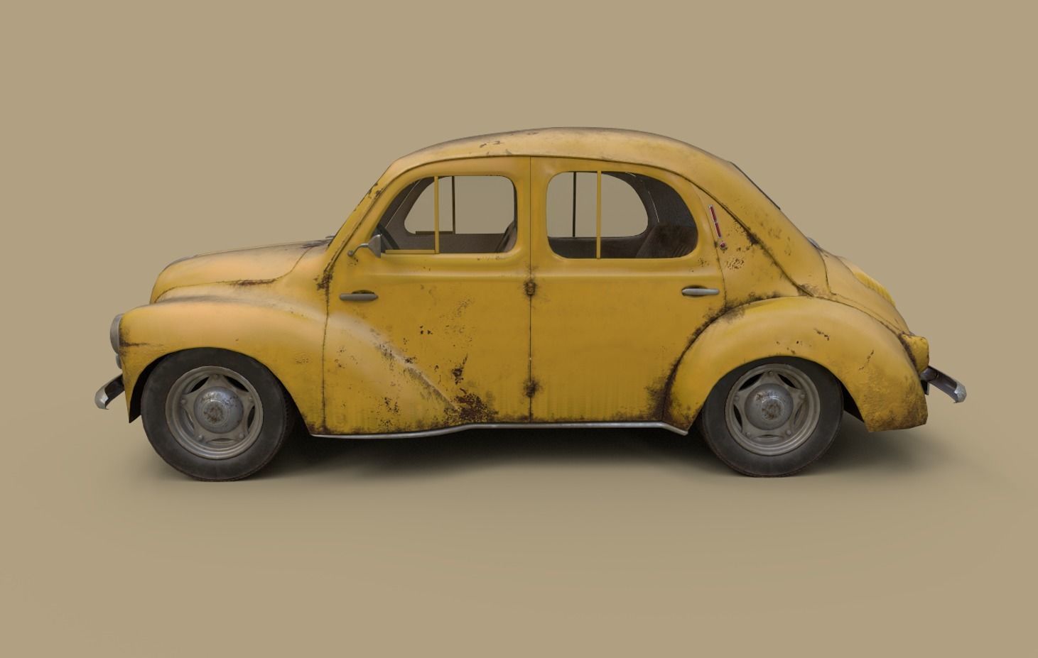 renault 4 cv 1960 Low-poly 3D model_4