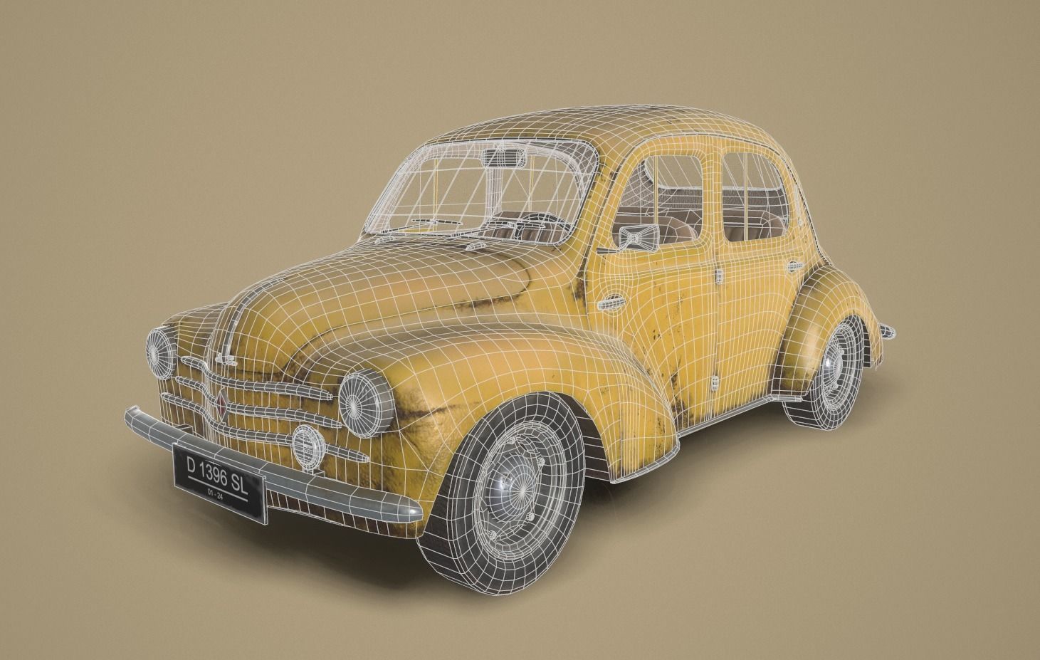renault 4 cv 1960 Low-poly 3D model_5
