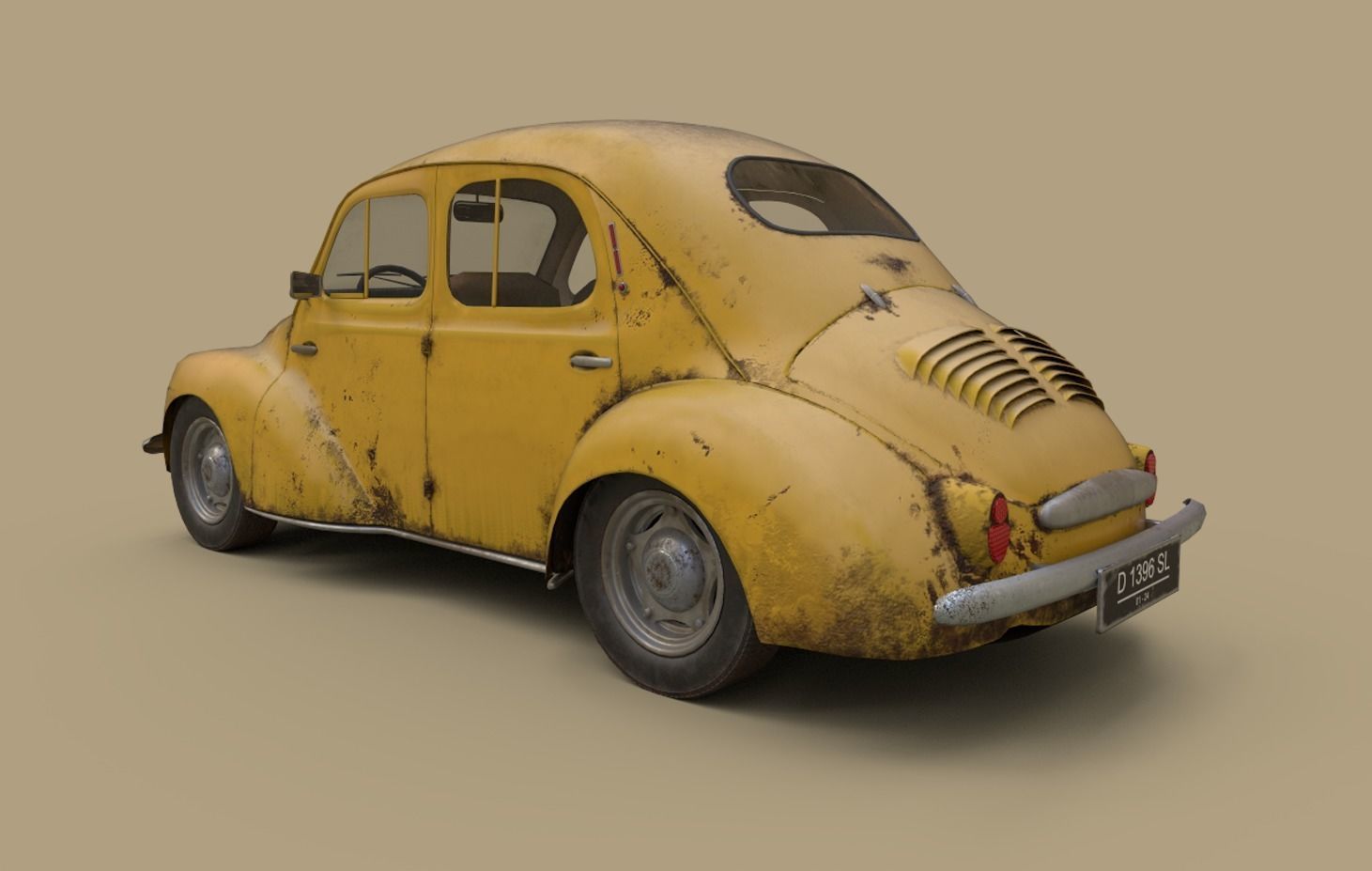 renault 4 cv 1960 Low-poly 3D model_3