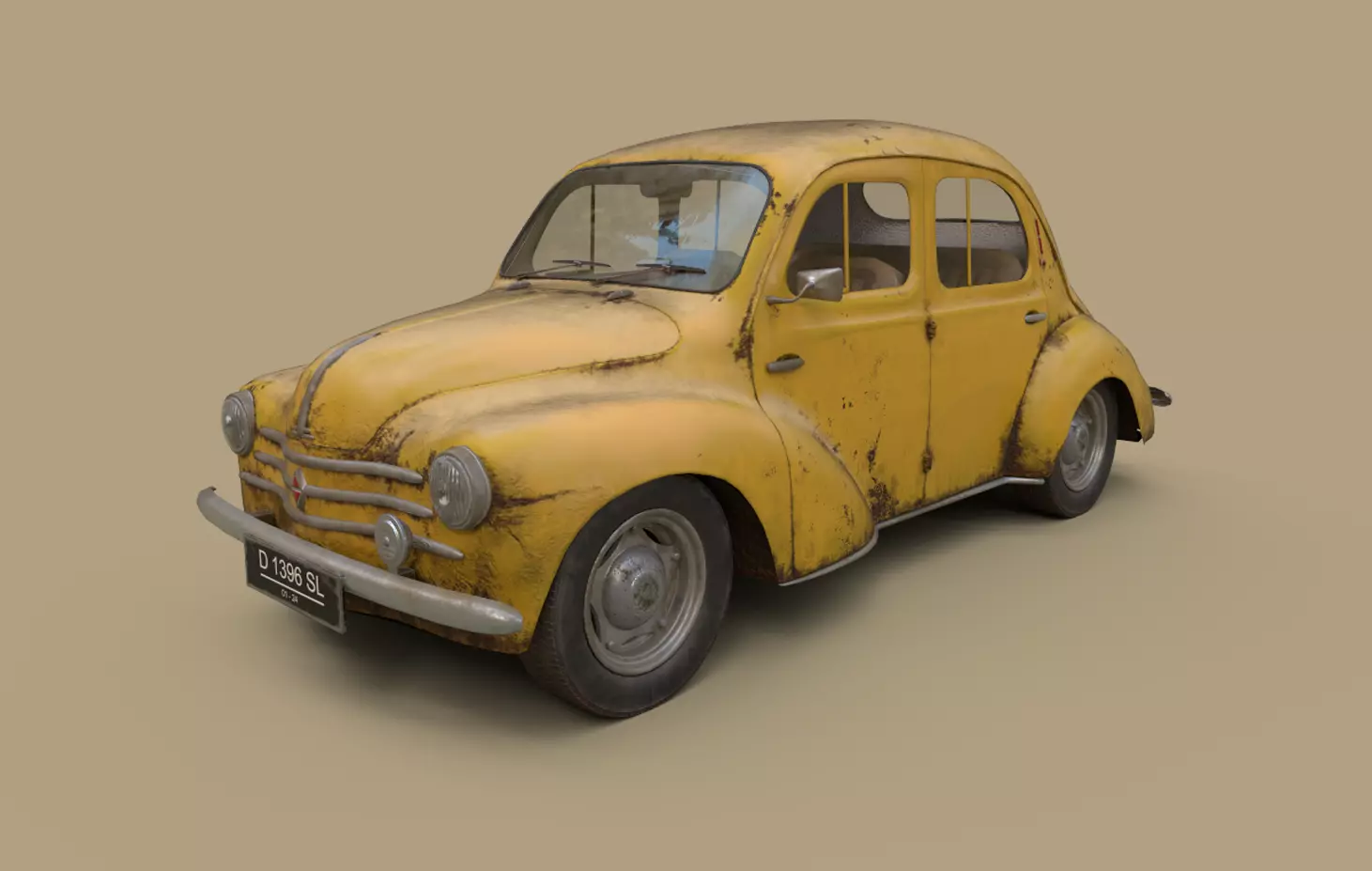 renault 4 cv 1960 Low-poly 3D model_0