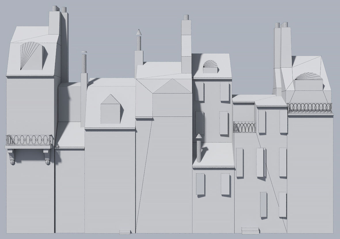 Cartoon buildings Low-poly 3D model_1