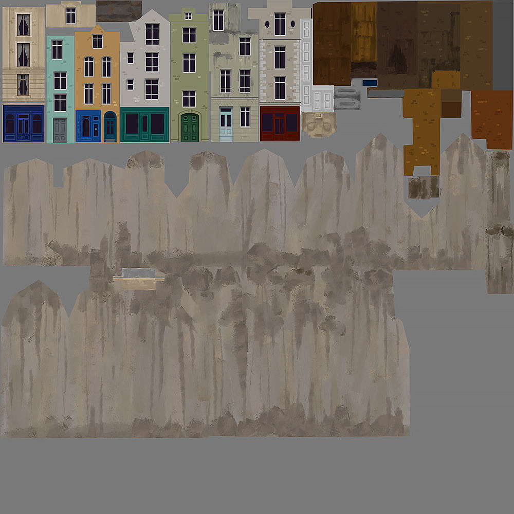 Cartoon buildings Low-poly 3D model_2