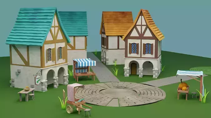 Tiny asset Middle Ages market village