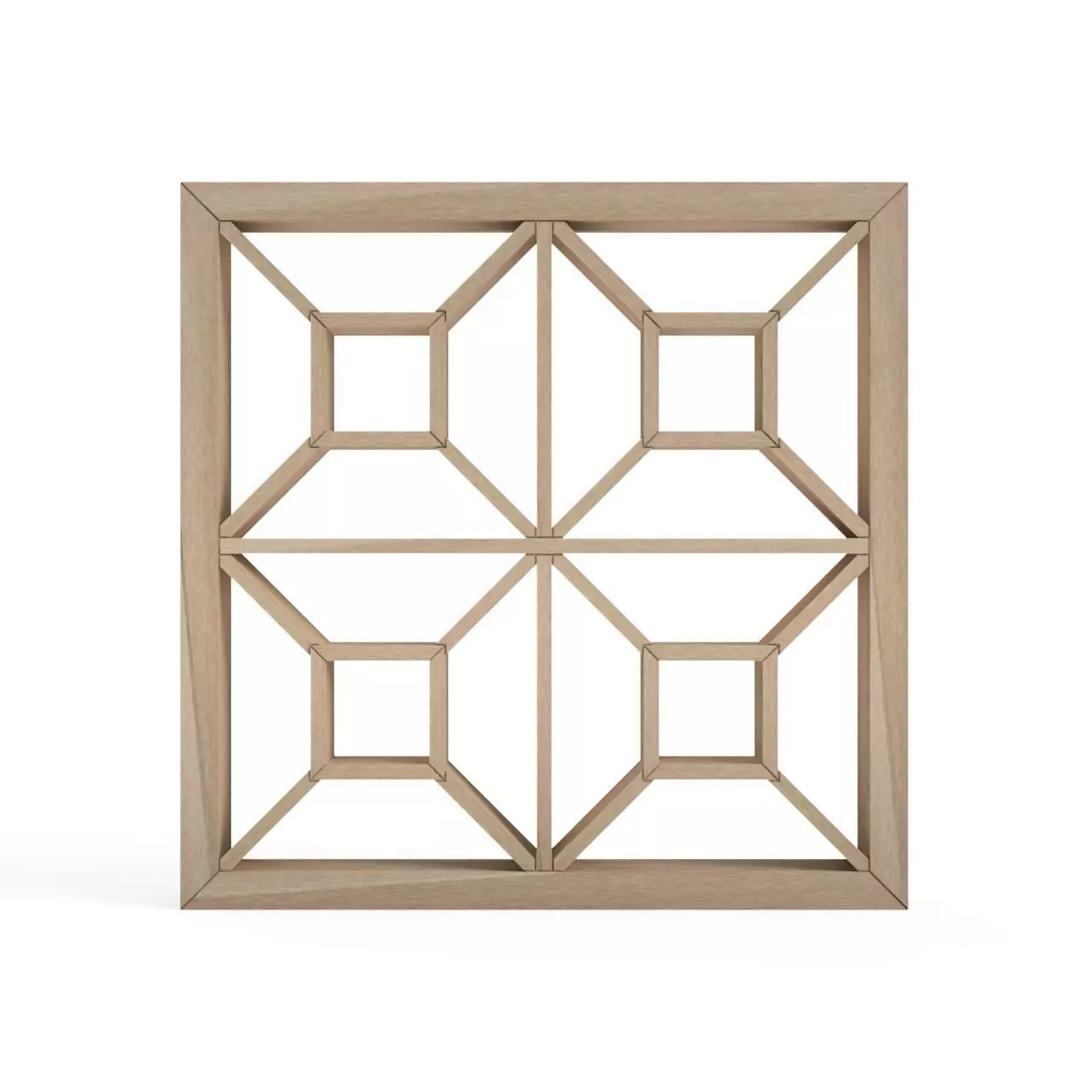 Yotsubakadotsunagi wooden frame with squares 3D print model_0