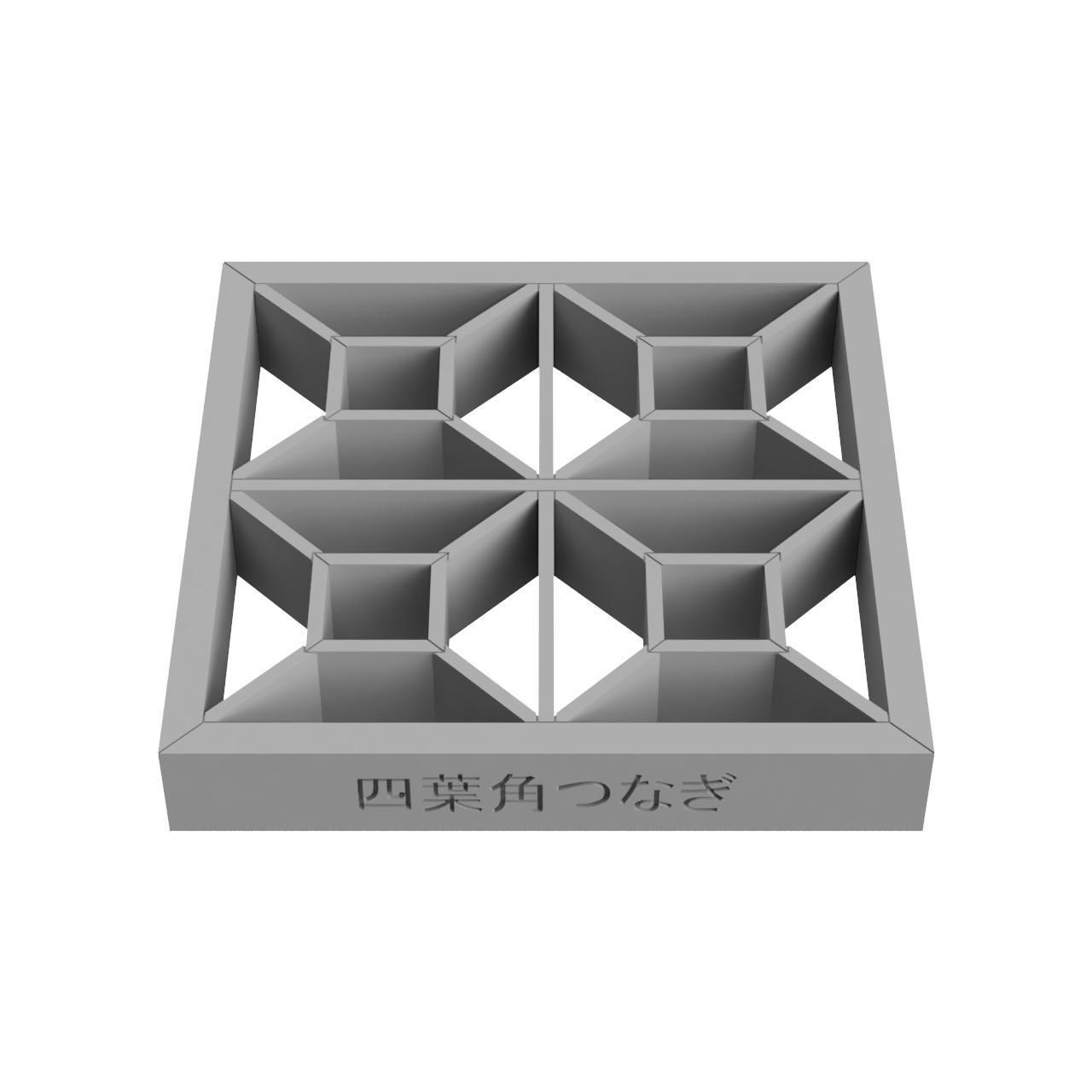 Yotsubakadotsunagi wooden frame with squares 3D print model_3