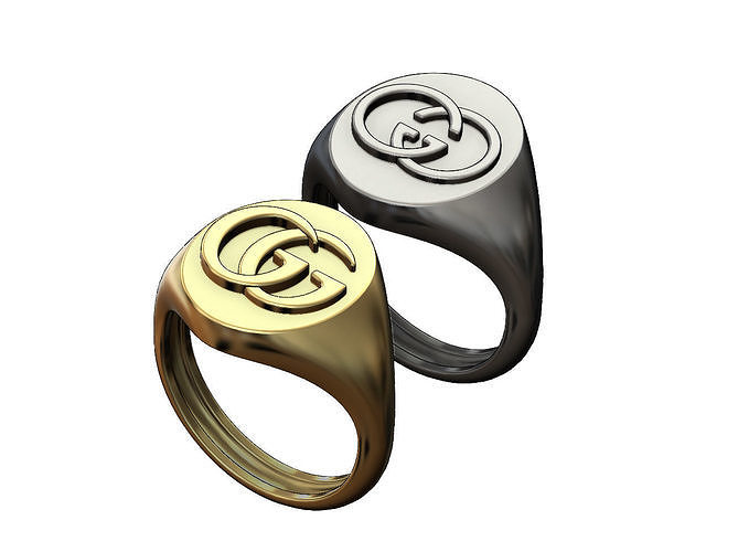 Oval Gucci GG signet ring 3D print model