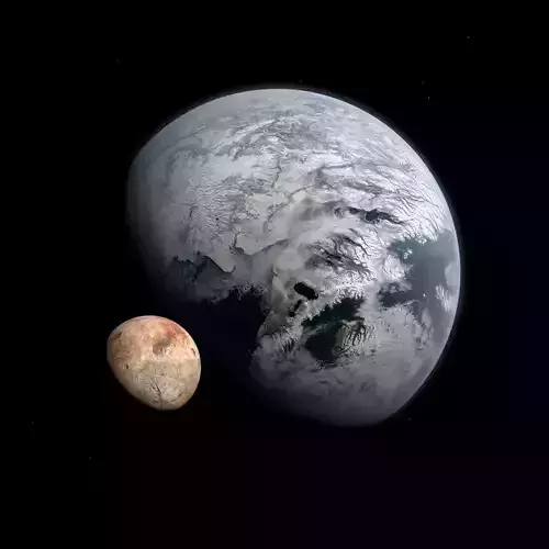 Ice Planet with Moon - Alien Planet 8k Low-poly 3D model