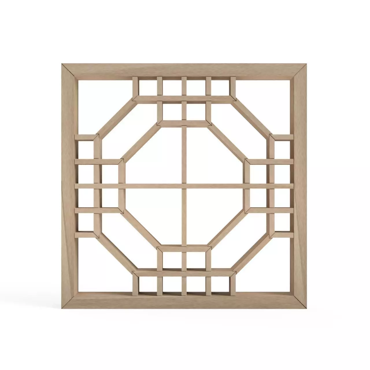 Futaekadoshokko wooden window frame with geometric design 3D print model_0