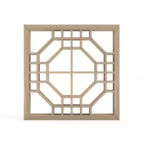 Futaekadoshokko wooden window frame with geometric design 3D print model