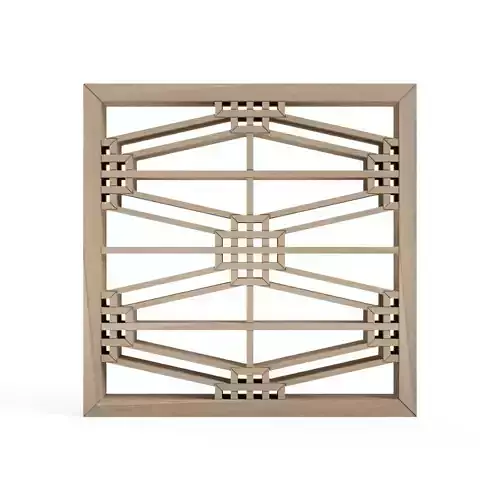 Futeashokko art deco window frame with geometric design