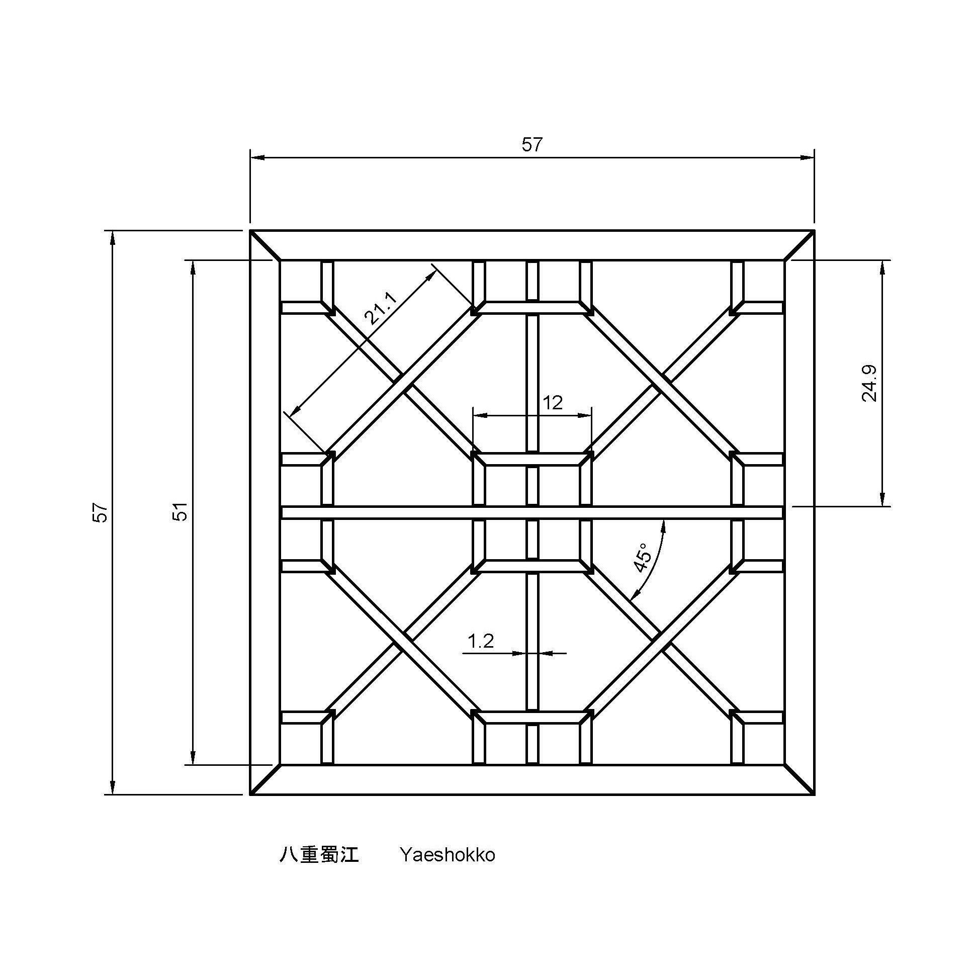 Yaeshokko wooden lattice design 3D print model_1