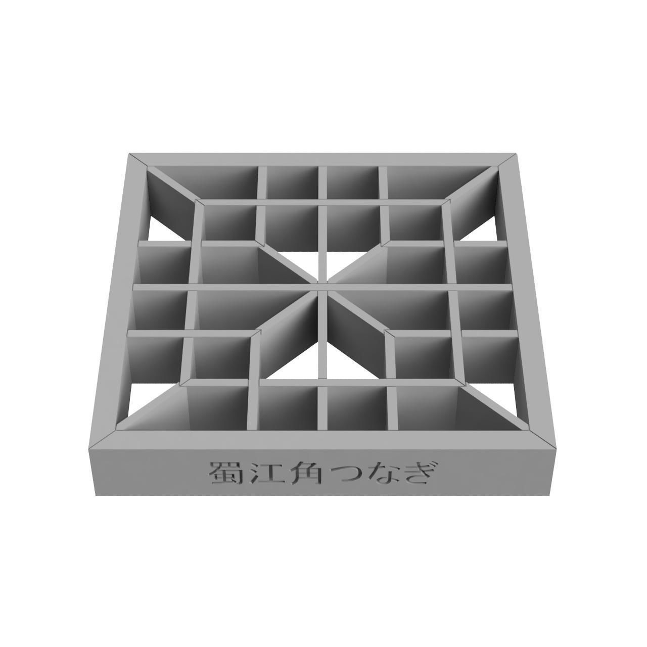 Shokkokadotsunagi wooden frame with squares 3D print model_3