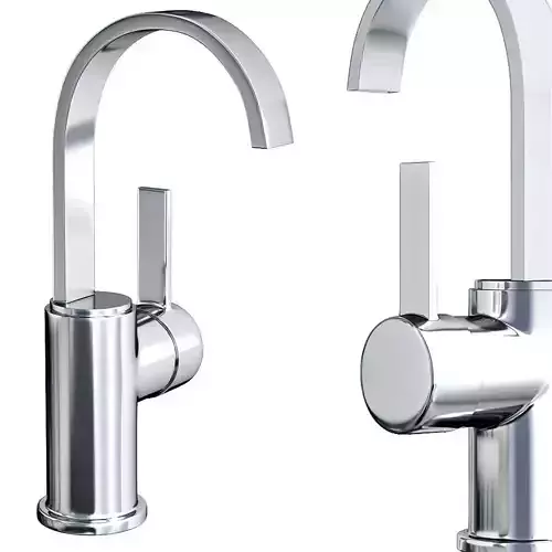 mixer low poly 3d model chrome basin tap