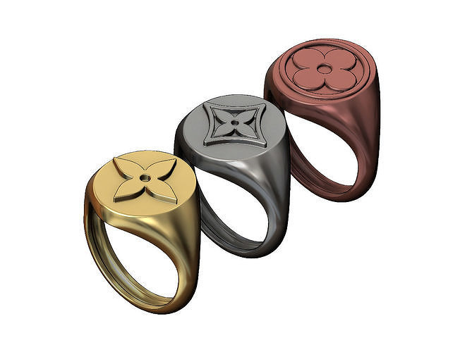 Oval Louis Vuitton  idylle blossom ornaments signet ring  3D print model