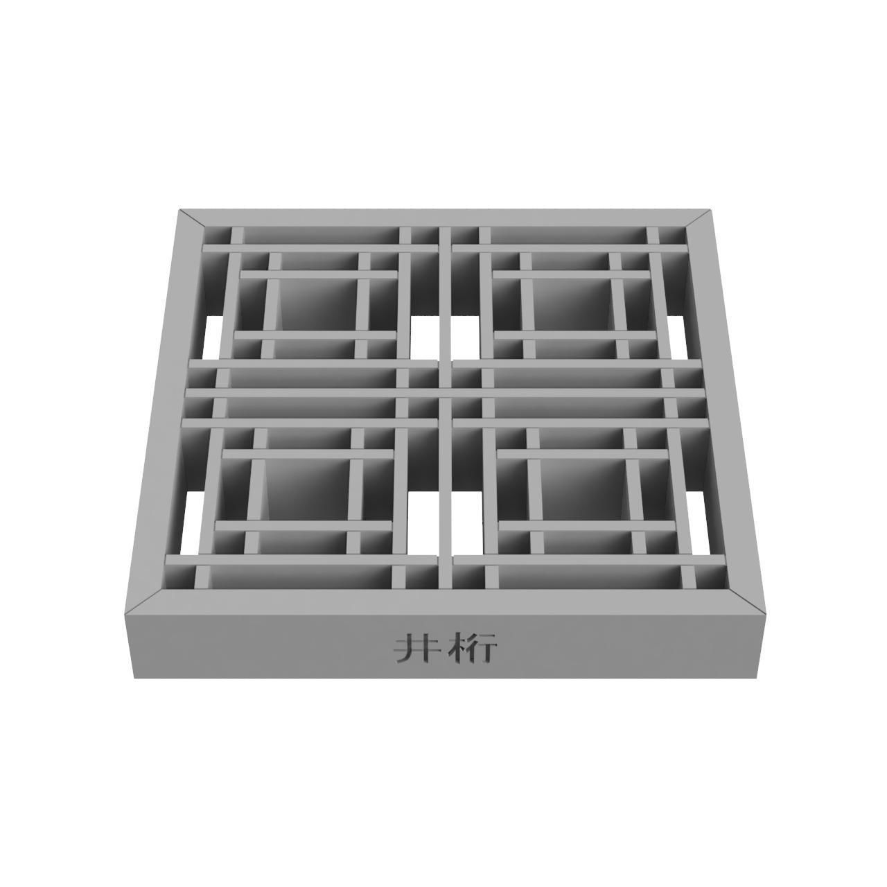 Igeta wooden lattice frame with squares 3D print model_3