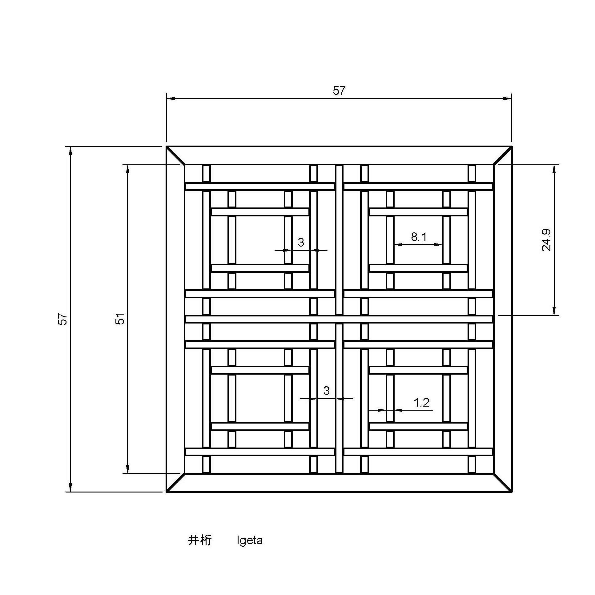 Igeta wooden lattice frame with squares 3D print model_1