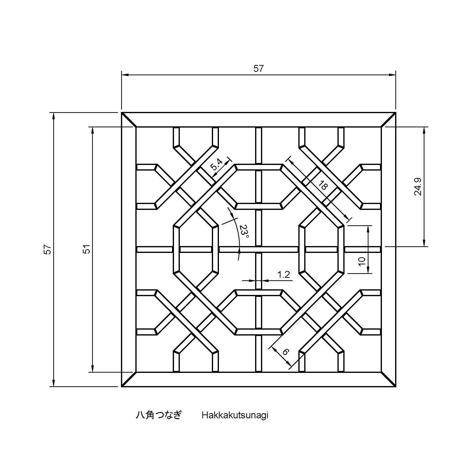 Hakkakutsunagi wooden lattice wall panel 3D print model_1