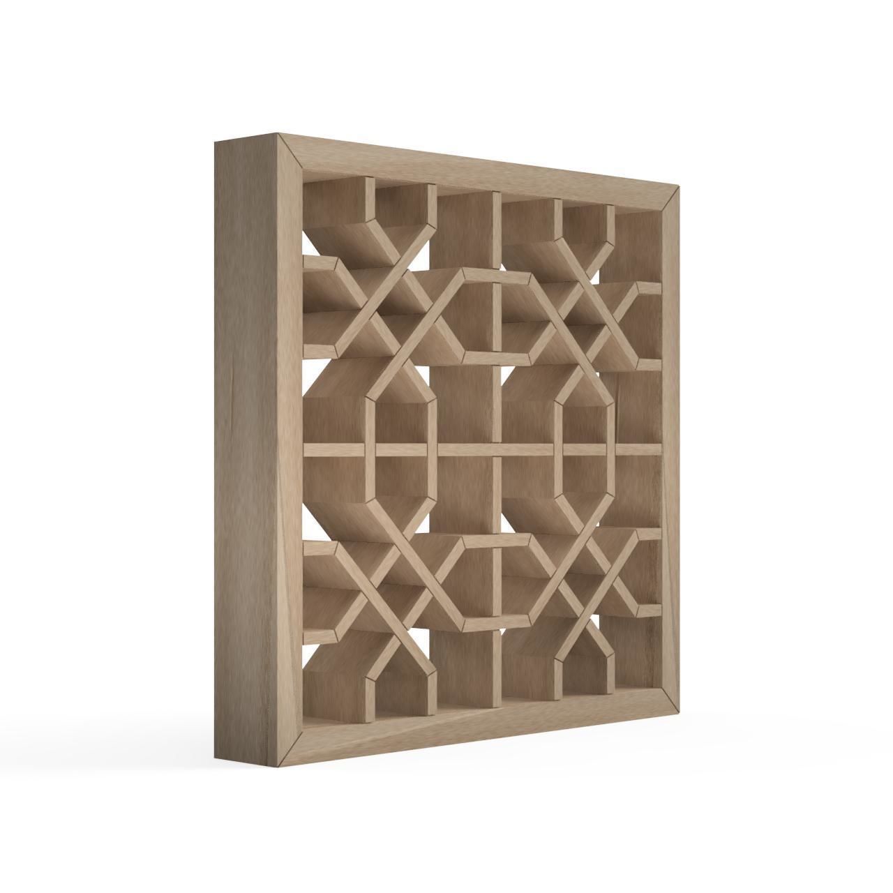 Hakkakutsunagi wooden lattice wall panel 3D print model_2