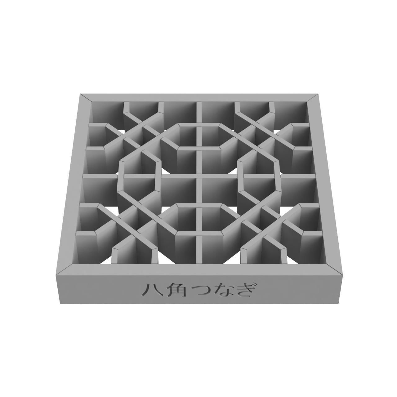 Hakkakutsunagi wooden lattice wall panel 3D print model_3