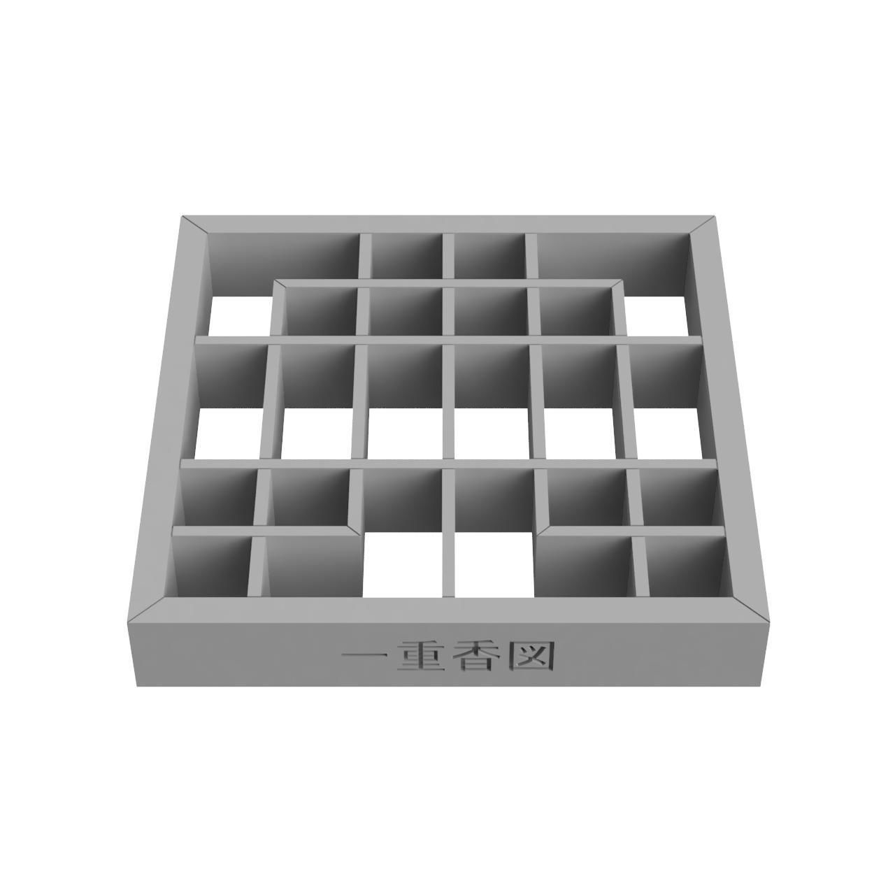 Hitoekozu wooden frame with squares 3D print model_3