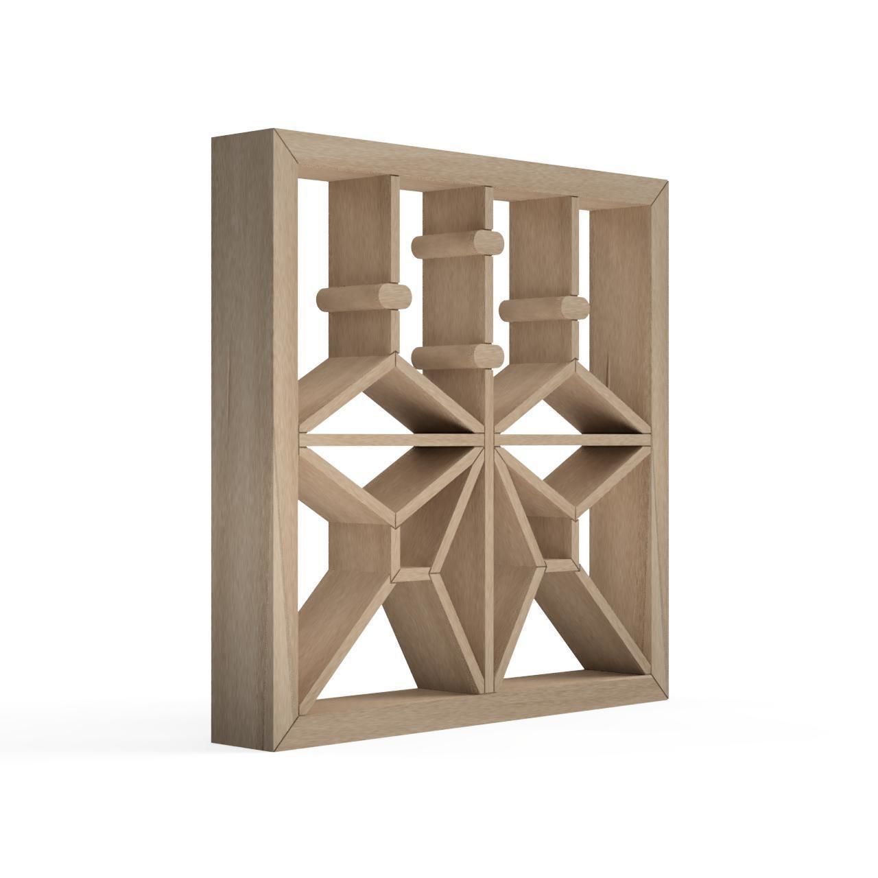 Kiriasanoha wooden frame with geometric design 3D print model_3