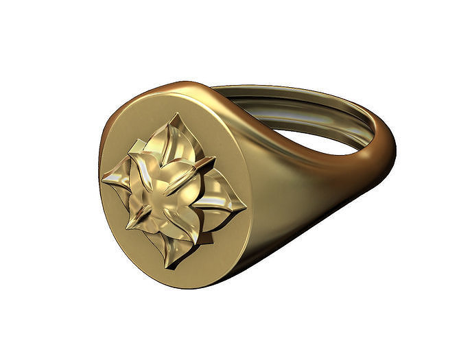  Corola Flower Rosette Oval  signet ring  3D print model