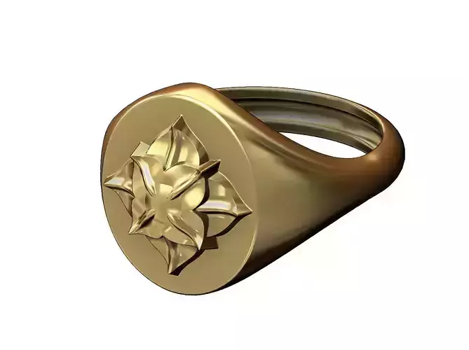  Corola Flower Rosette Oval  signet ring 