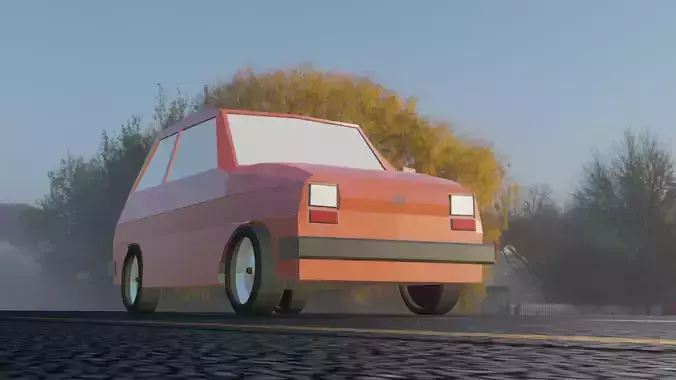 Fiat 126 Low Poly Low-poly 3D model