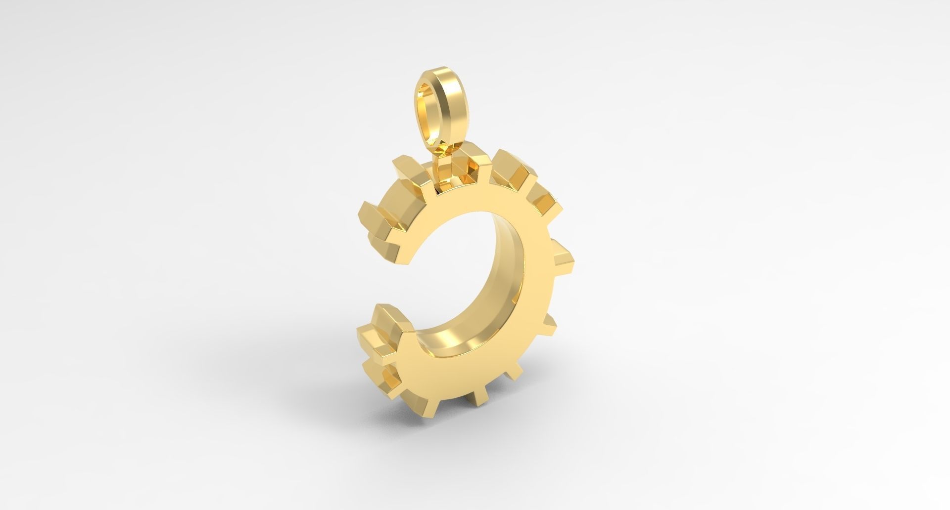 C Letter Pendant Gold 3D print model_2
