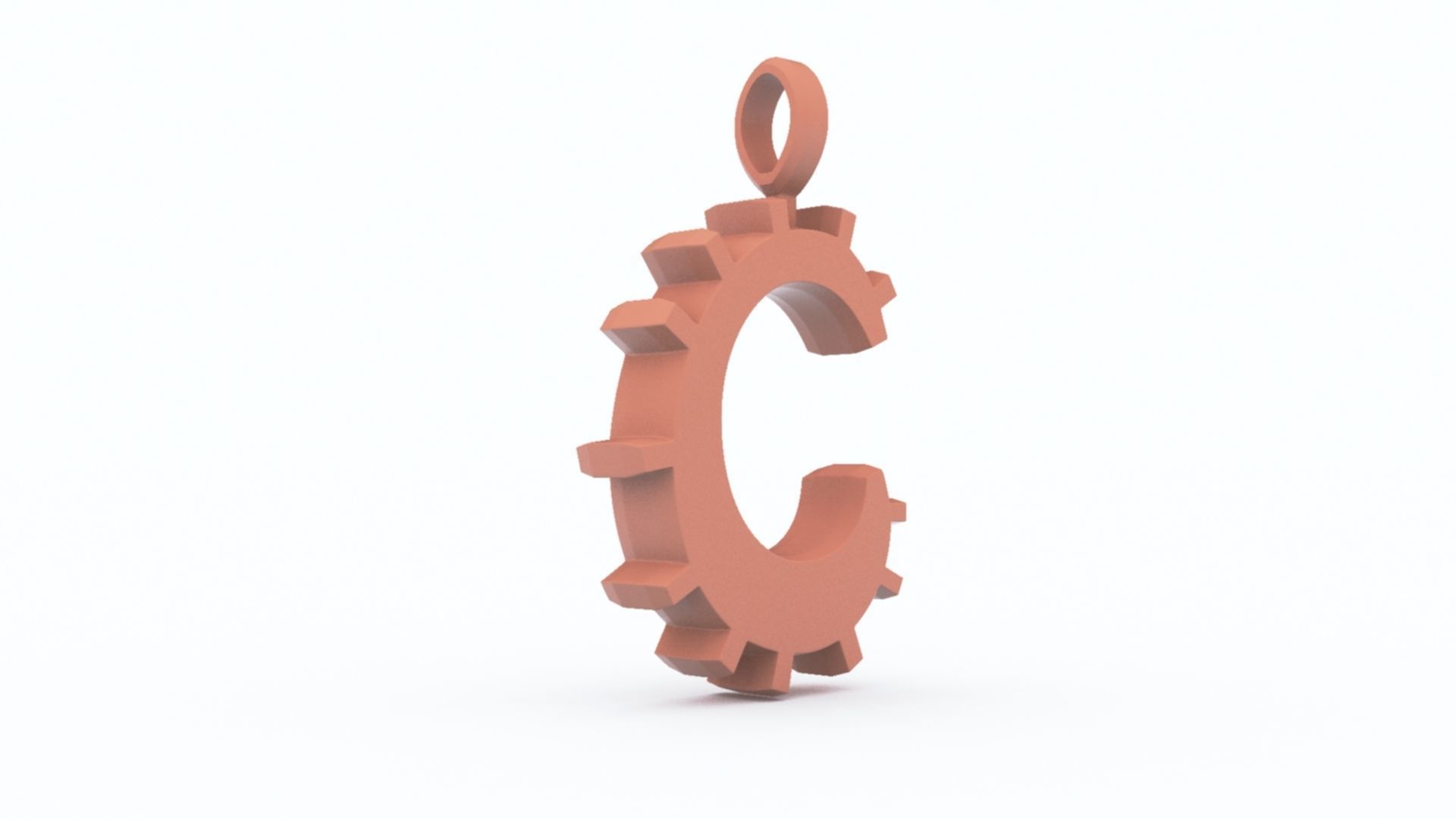 C Letter Pendant Gold 3D print model_7