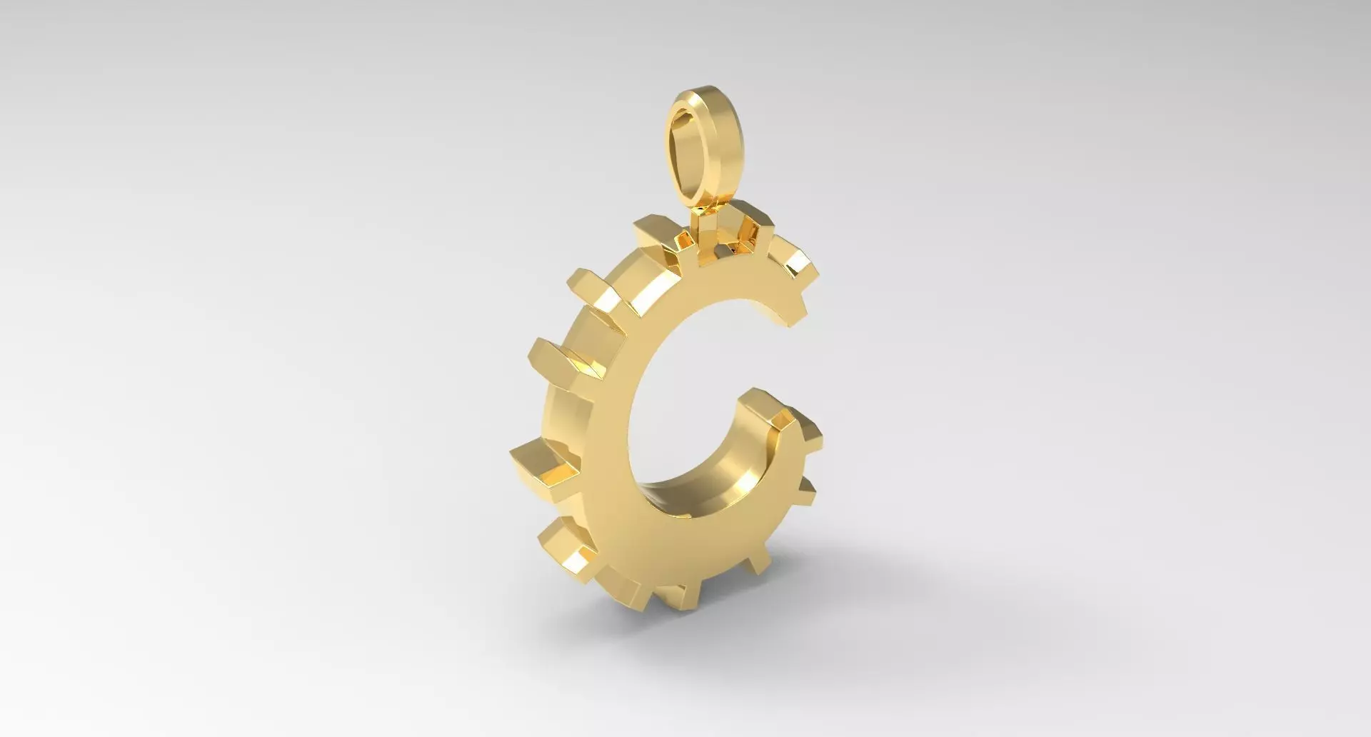 C Letter Pendant Gold 3D print model_0