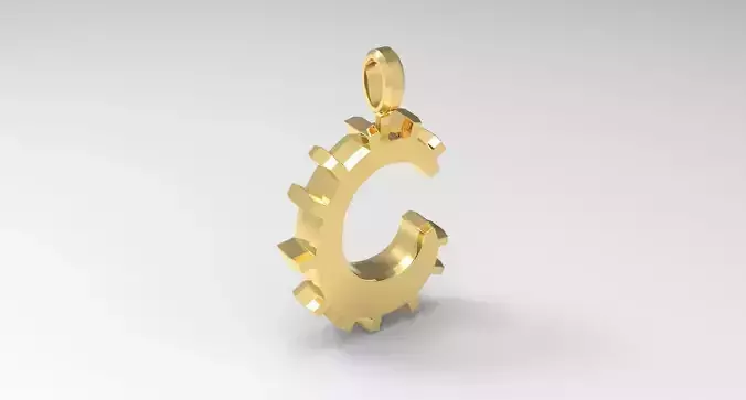 C Letter Pendant Gold 3D print model